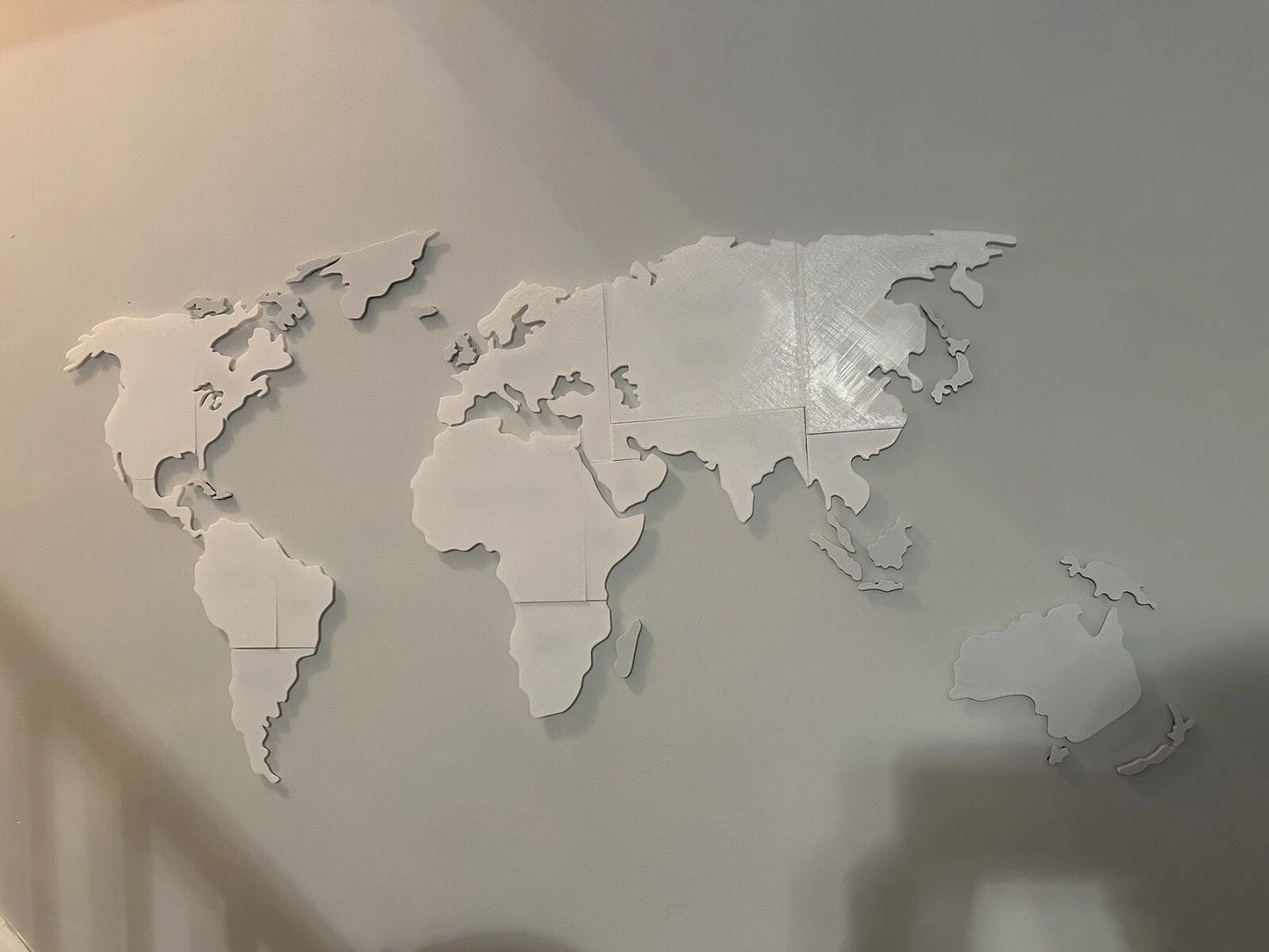 3D Printed World Map White/Black