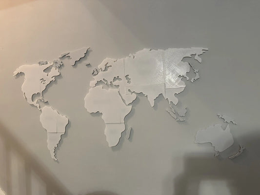 3D Printed World Map White/Black